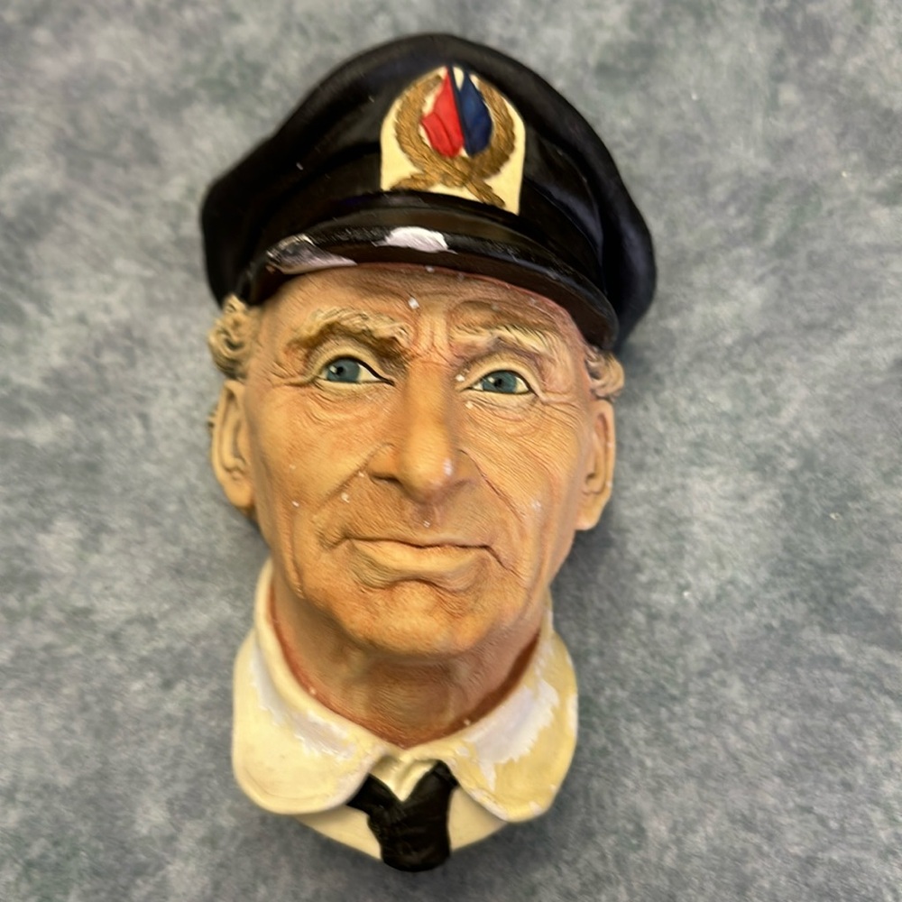 Bossons England Chalkware 1972 Head Sea Captain Retired Handpainted Wallvintage